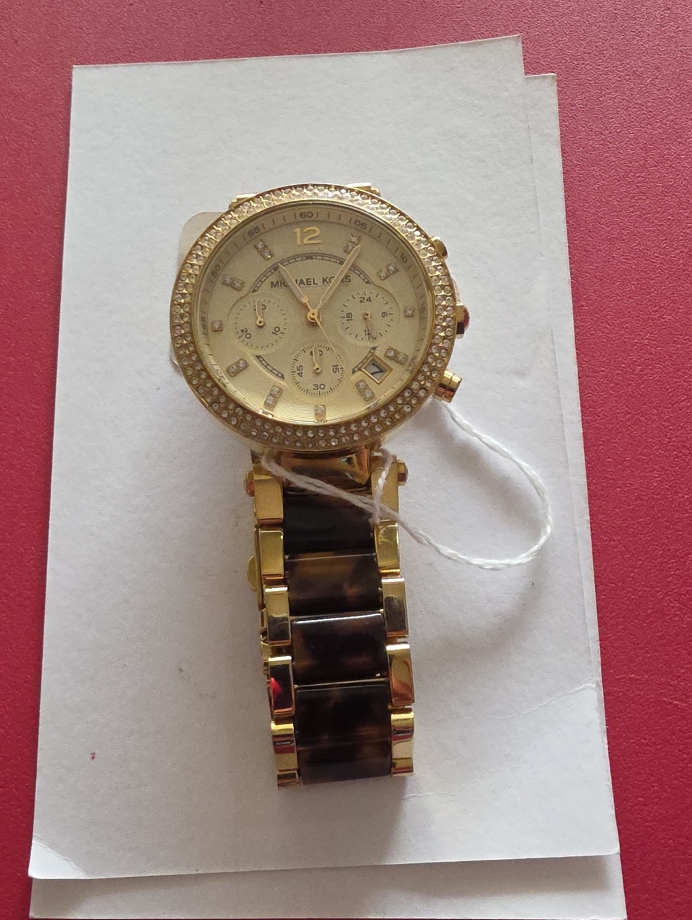 Michael Kors Gold Watch with Tortoiseshell Bracelet Links